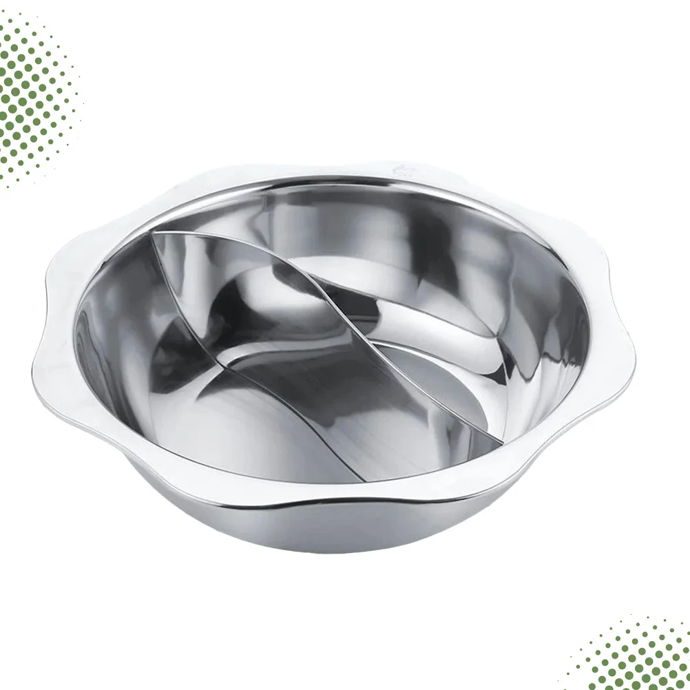 

Stainless Steel Hot Pot 30Cm Dual Divider Non Stick Cookware For Induction Gas Stove Family Party Use Kitchen Bar Cookware