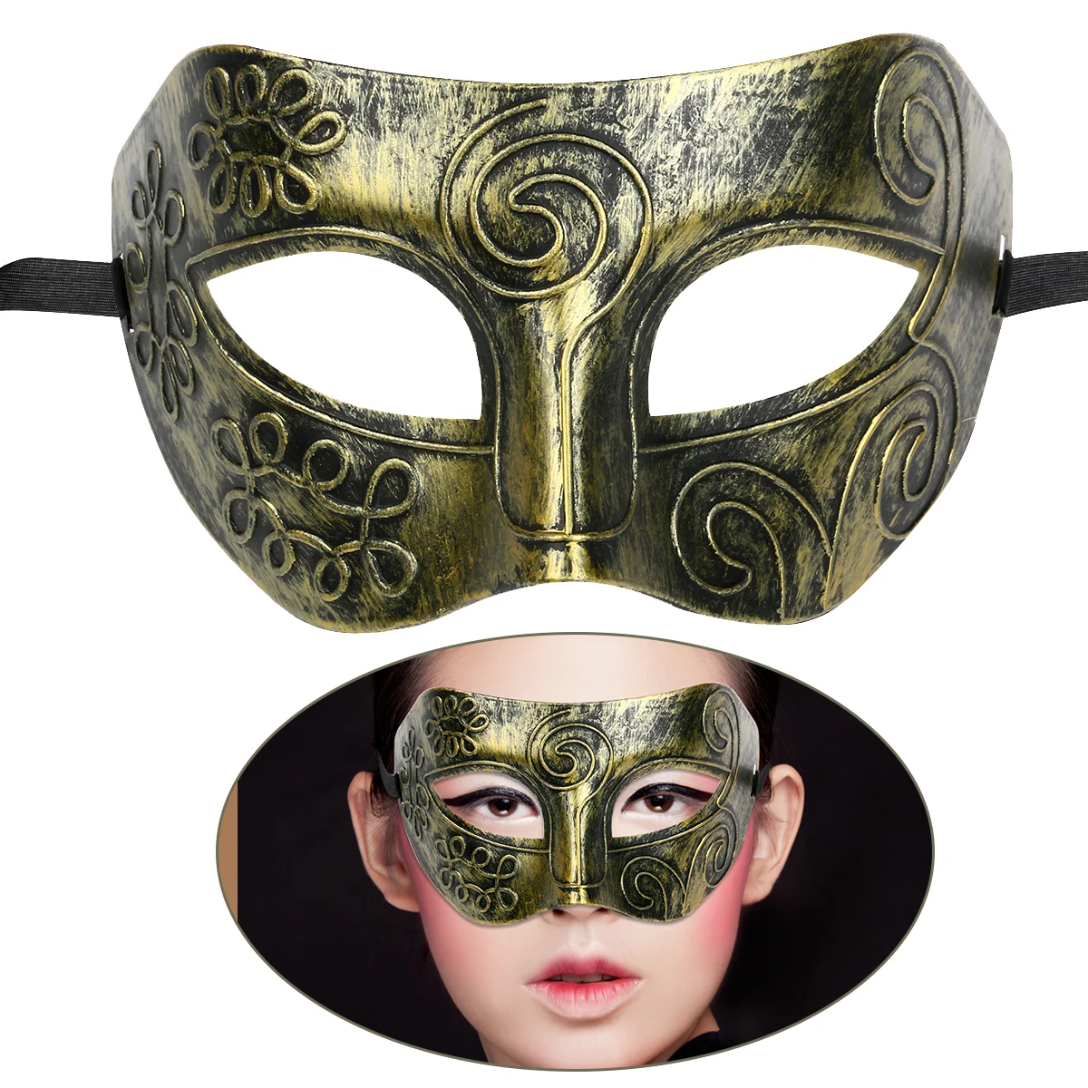 

TINKSKY Cool Adult Men Greek Roman Fighter Masquerade Face Mask for Fancy Dress Ball /Masked Ball /Halloween (Golden)