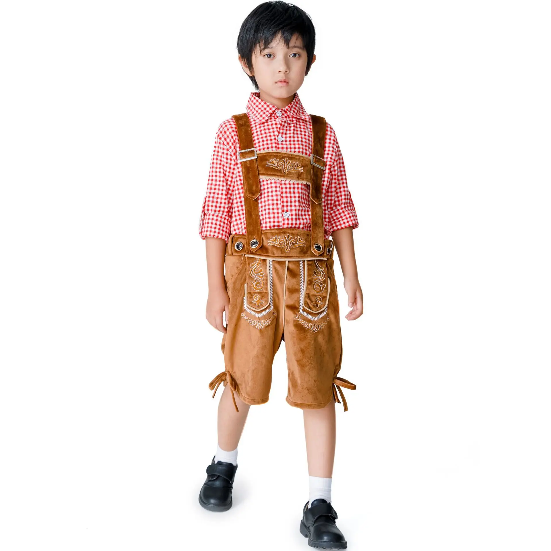 Disfraz de cerveza para niño, camisa del Oktoberfest alemán bávaro, conjunto de uniforme de Lederhosen, traje de fiesta de fantasía para niño