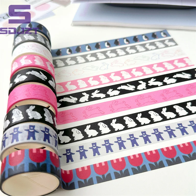 1pc Cute Cartoon Rabbit Penguin  Tape Scrapbook  DIY Notebook Sticker Kawaii Tape Decoration