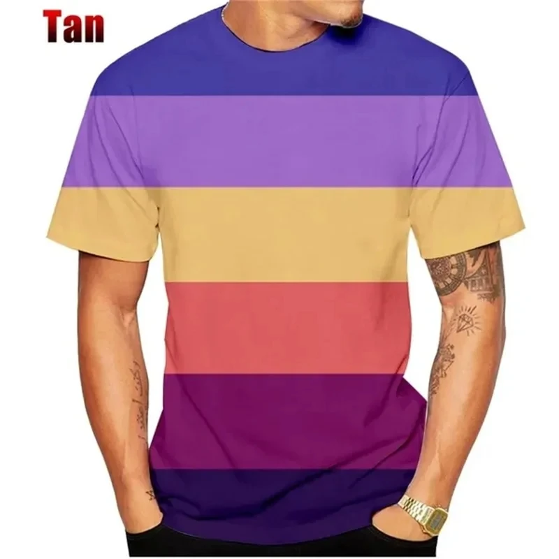 Zomer Heren Hiphop Streetwear T-Shirt Tops Casual Korte Mouwen Mode 3d Print Regenboog Grafische T-Shirts