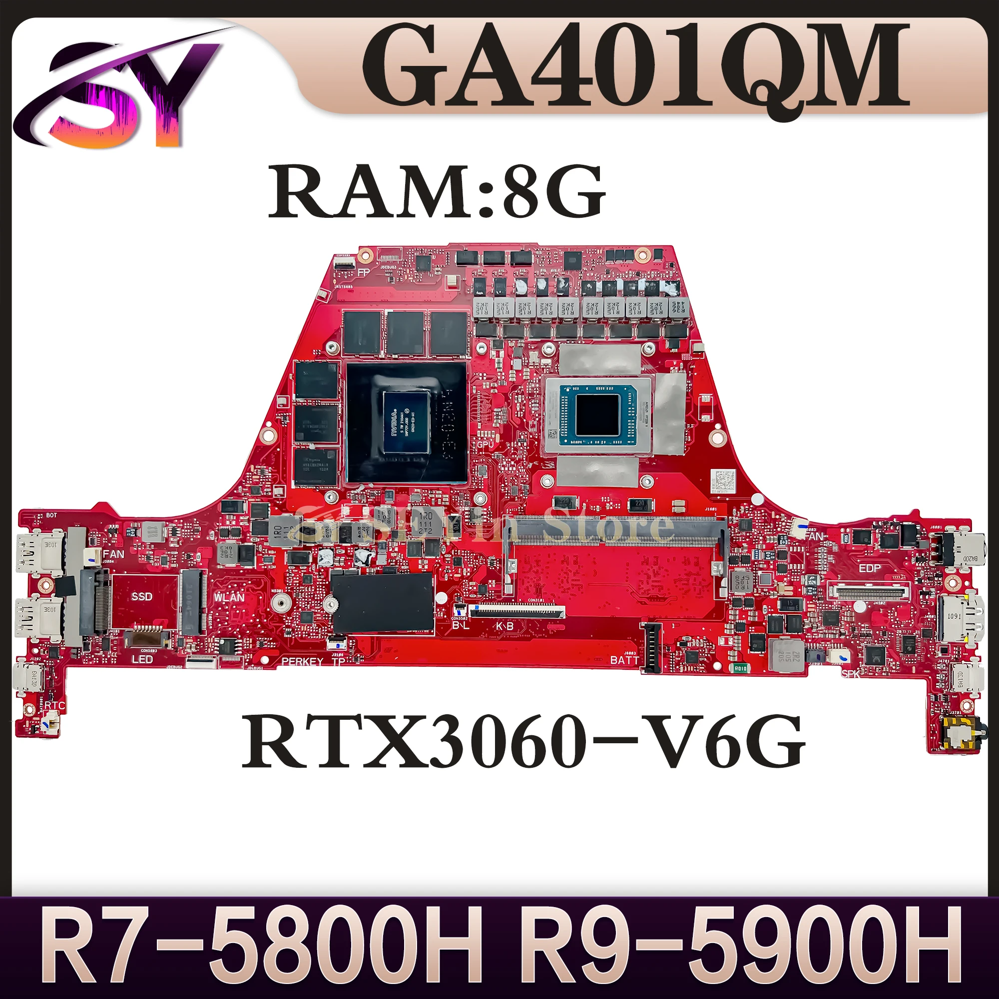 

GA401QM Mainboard For ASUS ROG Zephyrus G14 GA401Q GA401QH GA401QC Laptop Motherboard 8G-RAM R7 R9-5900H RTX3060/V6G RTX3050