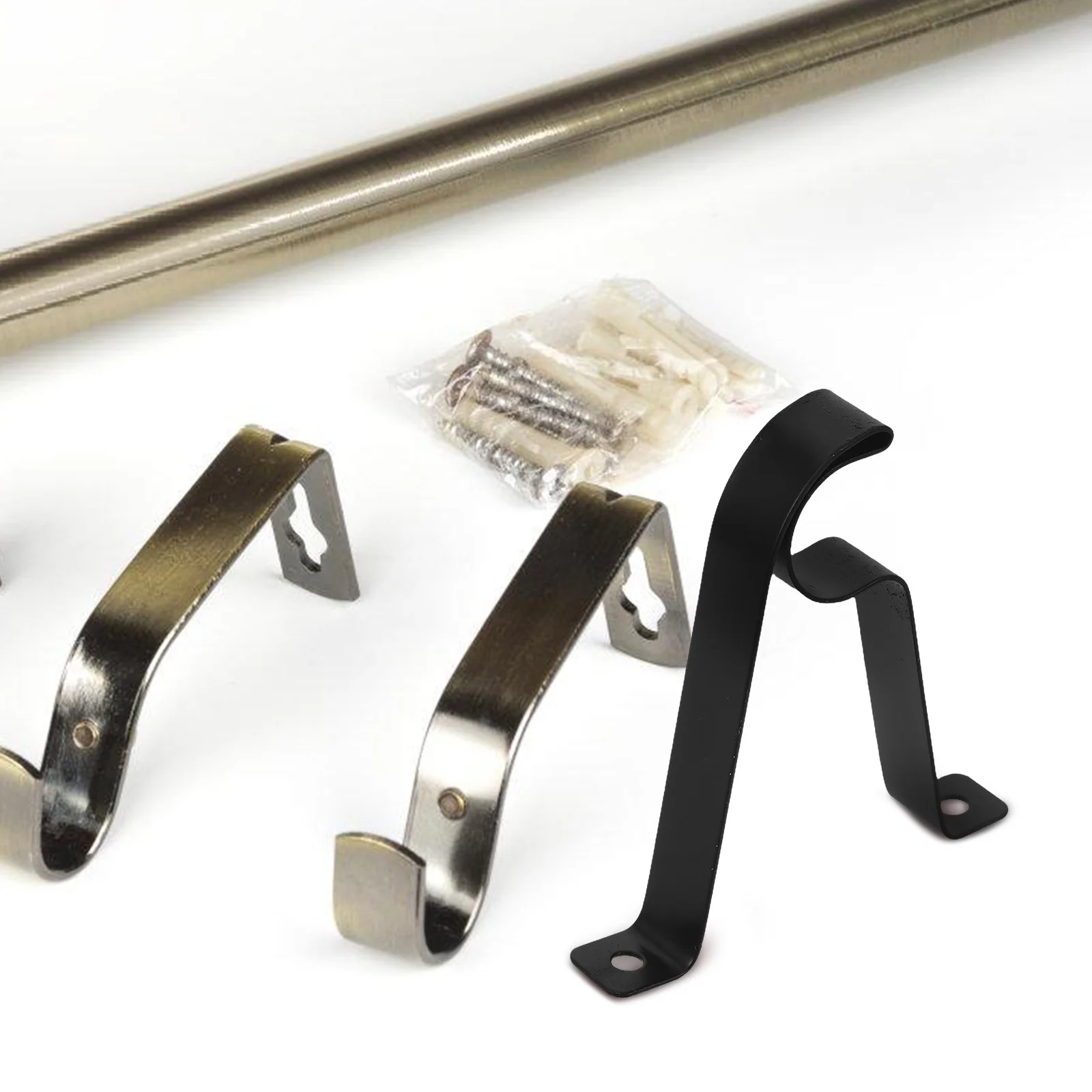 

3pcs Curtain Rod Brackets 25Mm Thick Iron Heavy Duty Support Mount Bracket For Roman Drapery Rods Wall Hangers Hardware