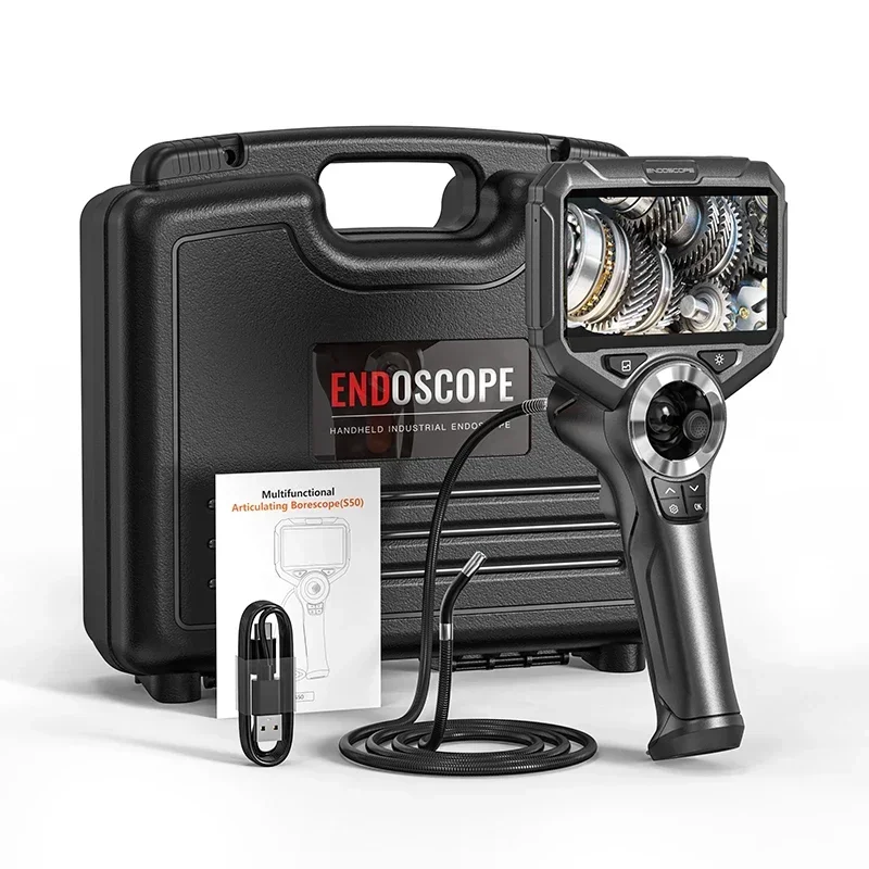 720 Degrees All Way Steering Industrial  Endoscope for Car Pipe Inspection Sewer Camera Borescope with 5 Inch