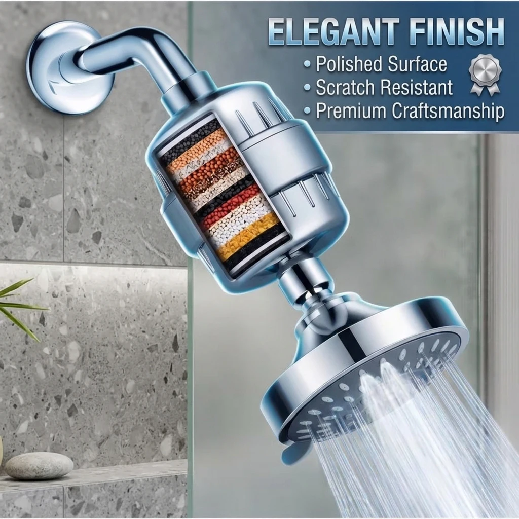 Five level water outlet mode showerhead+filter+bracket, 15 level filtration effect, soothing the skin, bathroom RV shower set