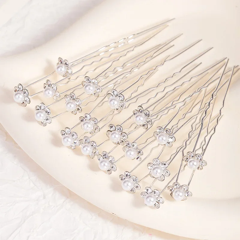 10Pcs Wedding Bridal Pearl Flower Crystal Hair Pins Clips Bridesmaid Beautiful Trimmer Updo Decor Women Creative Gifts Accessory