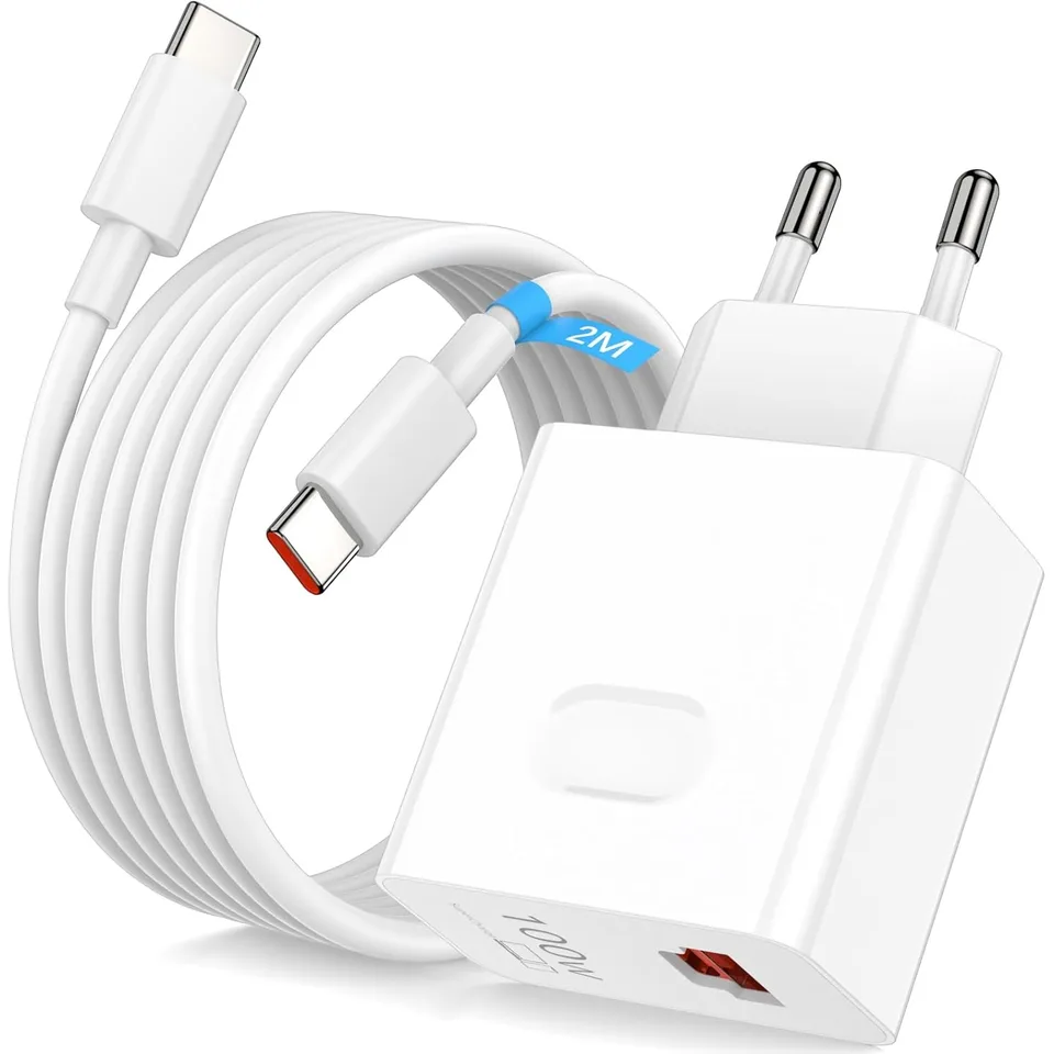 Cargador 100W con Cable de Carga Tipo-C de 2m Chip Inteligente Integrado para Honor Huawei