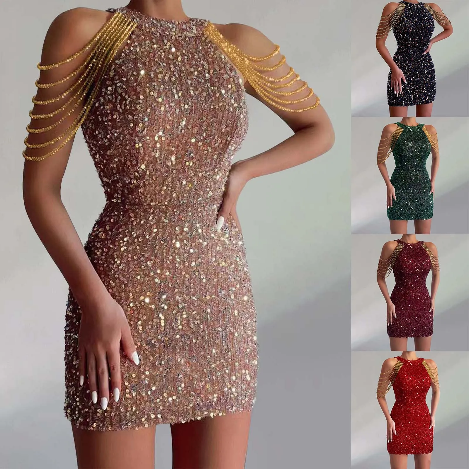 Elegant Crystal Fringe Off Shoulder Bodycon Dress For Women Sexy Sequin Evening Vestidos Prom Gown Wedding Party Dresses платье