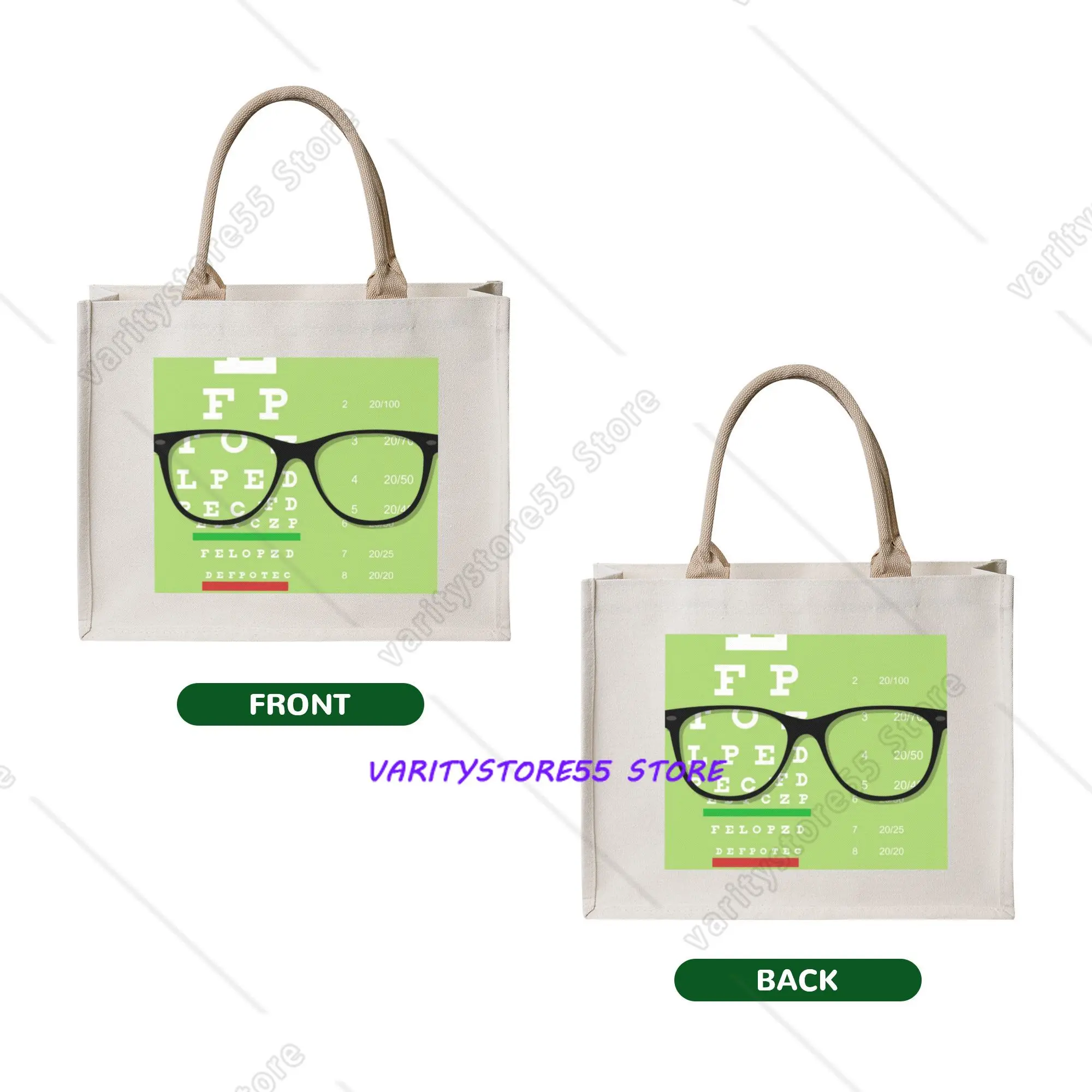 Funny Eye Glasses Chart Shopping Tote Bags Portable  Grocery Shopper Shoulder Bag