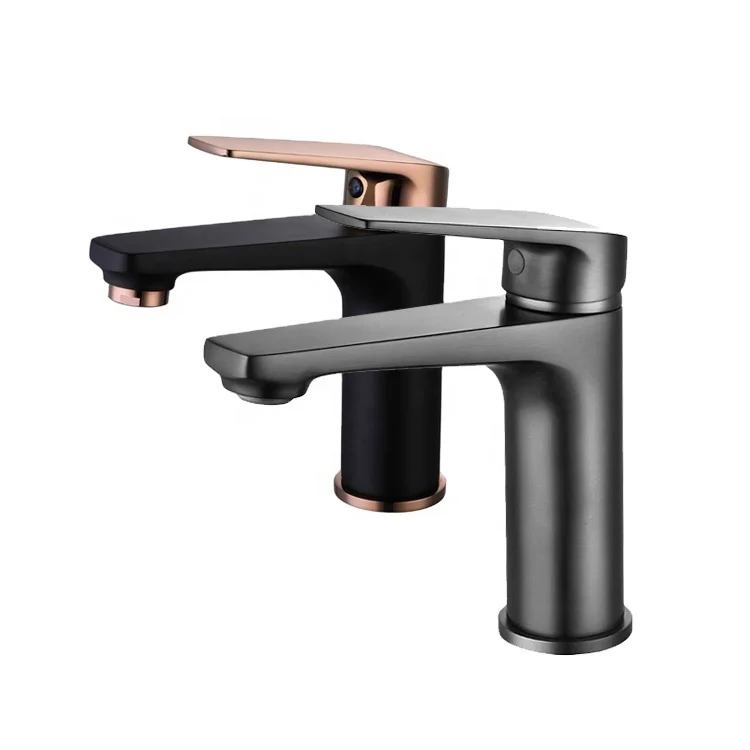 New Modern Brass cold hot Wash basin tap Matte Black rose gold Bathroom Basin Sink Faucets