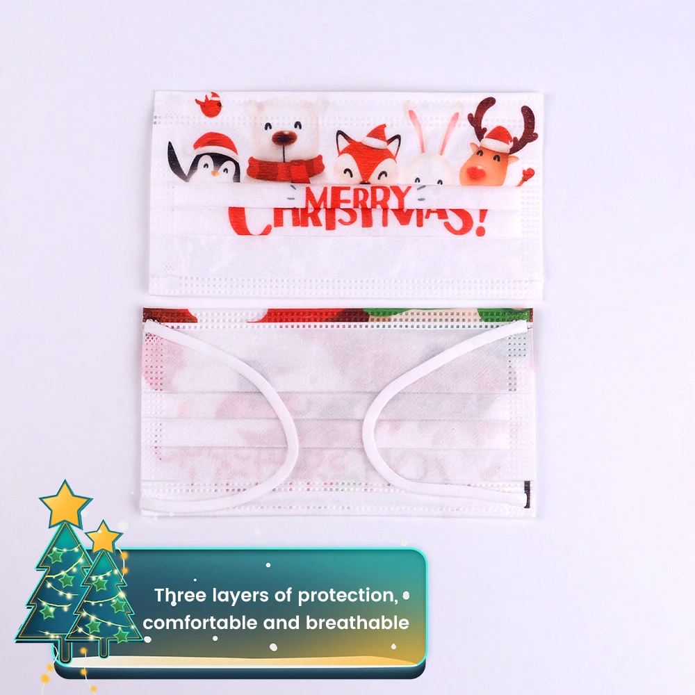 10 шт., одноразовые маски для лица с принтом