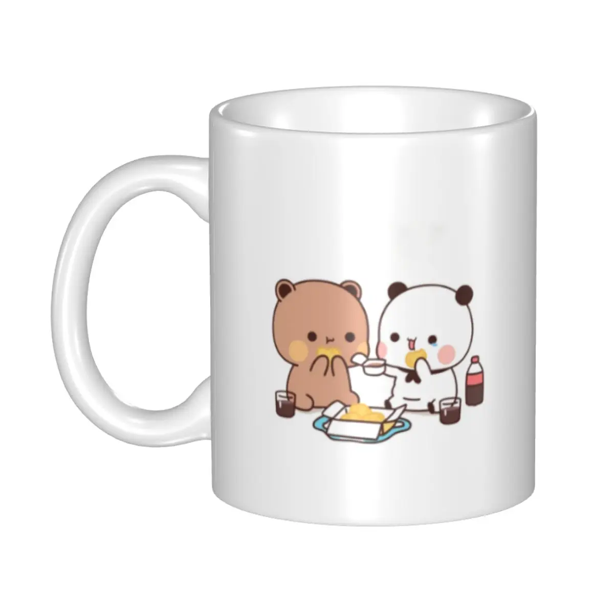 Taza de cerámica personalizada Kawaii Mochi Cat Peach y Goma para café, té con leche o DIY.