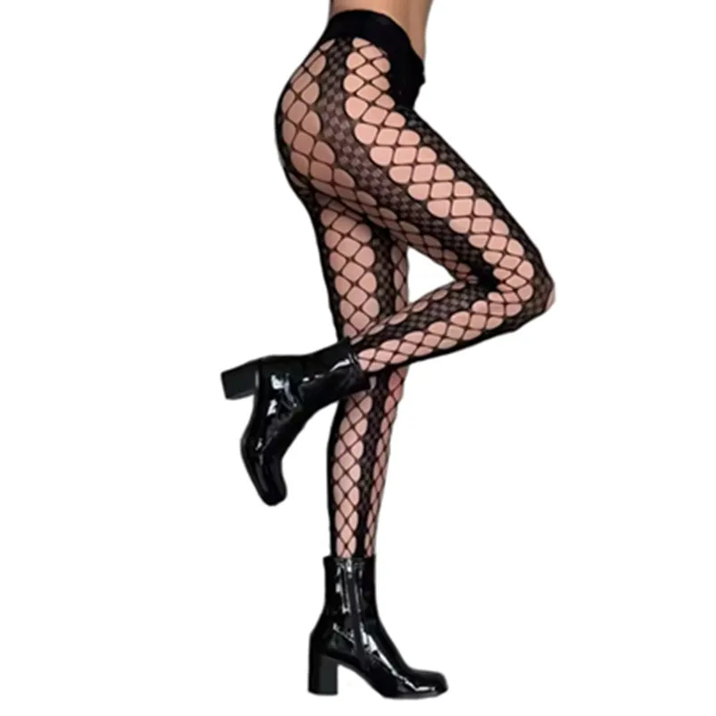 Damen Gothic Netzstrumpfhose Heiße Sexy Tattoo Spitzenstrümpfe Elastische Jacquard Ausgehöhlte Strumpfhose Modische Mädchen Neue JK Leggings – Detail 4