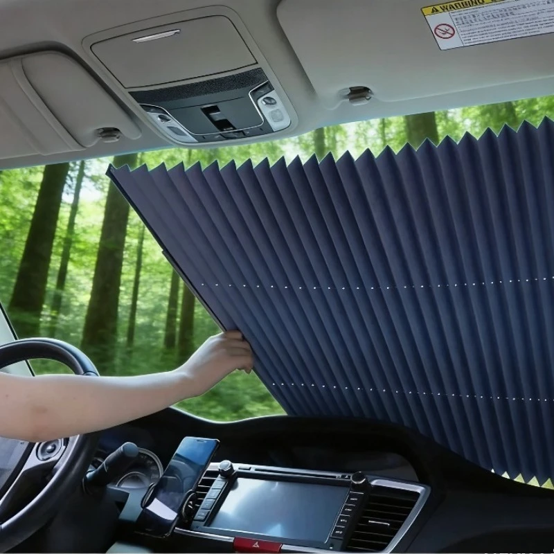 Retractable Car Sunshade Auto Accessories Front Glass Sunshade Sunshade Thermal Insulation Heat Absorption Supplies