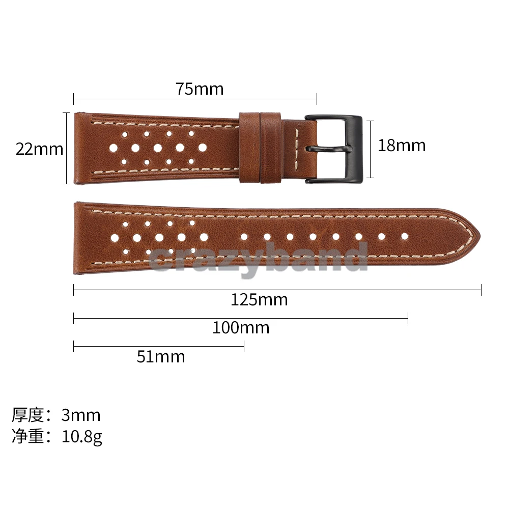 Handmade Genuine Leather for Seiko Watch Straps 18mm 20mm 22mm 24mm Vintage Watches Band Breathable Universal for Omega Bracelet