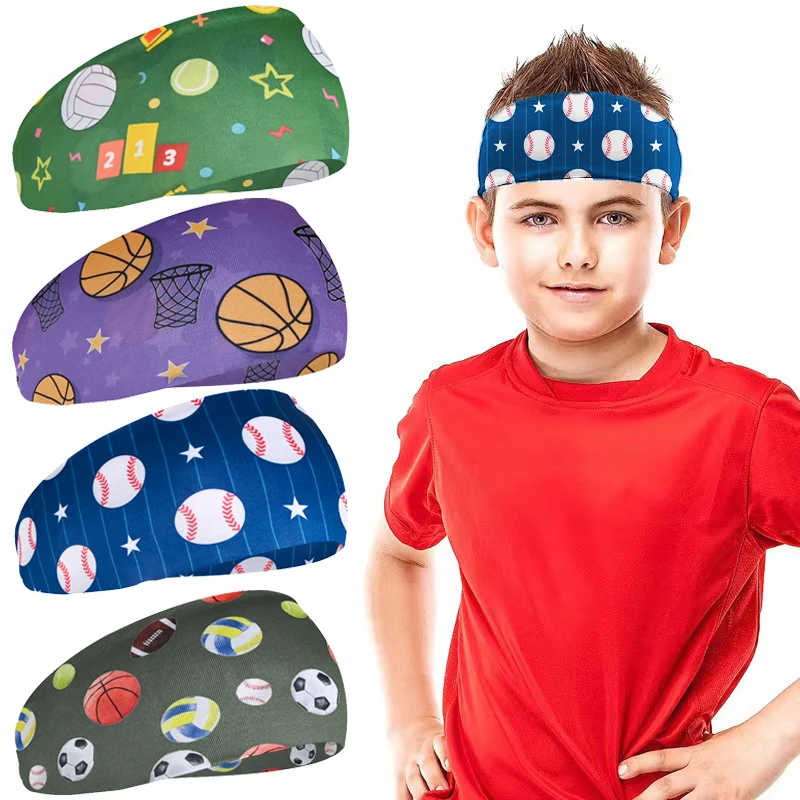 Kids Boys Headbands Athletic Sweatbands For Kids Soccer Headband Youth Kids Sweat Band Football Sweat Absorbing Elastic Hairband