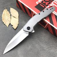 High-Hardness Expedition 1405 Folding Pocket Knife Satin-Finished Drop-Point Blade Gray 440 Stainless Steel Handle Reversible