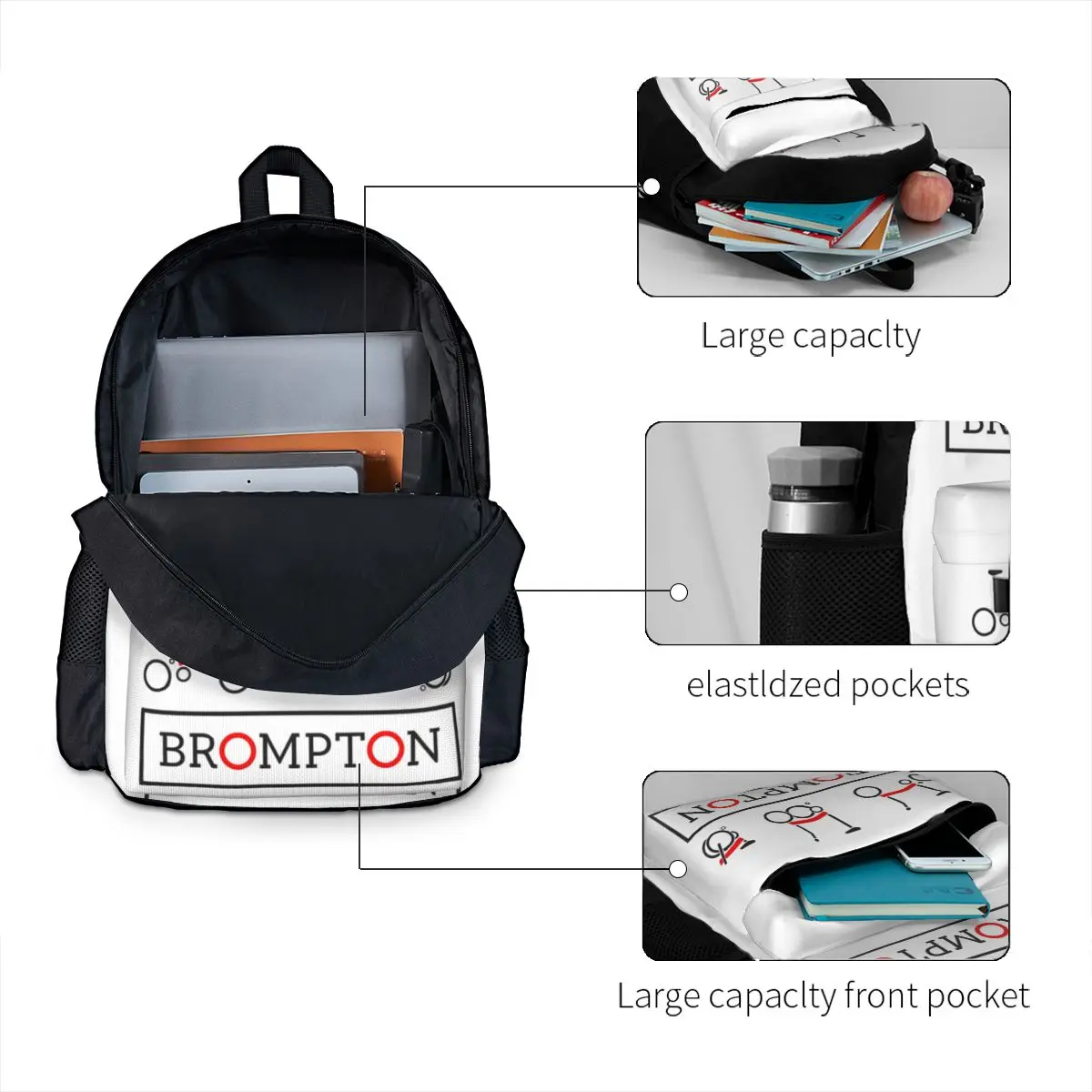 Brompton-mochilas escolares para niños y niñas, morral de viaje de dibujos animados, bolso de hombro de gran capacidad