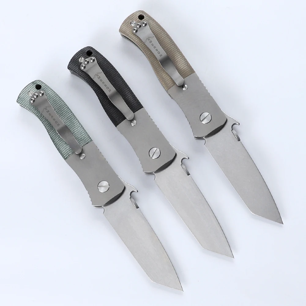 D2 Steel Satin Stonewash Blade Linen Handle Pocket Folding Knife Survival Camping EDC Pocket Tool CQC-7