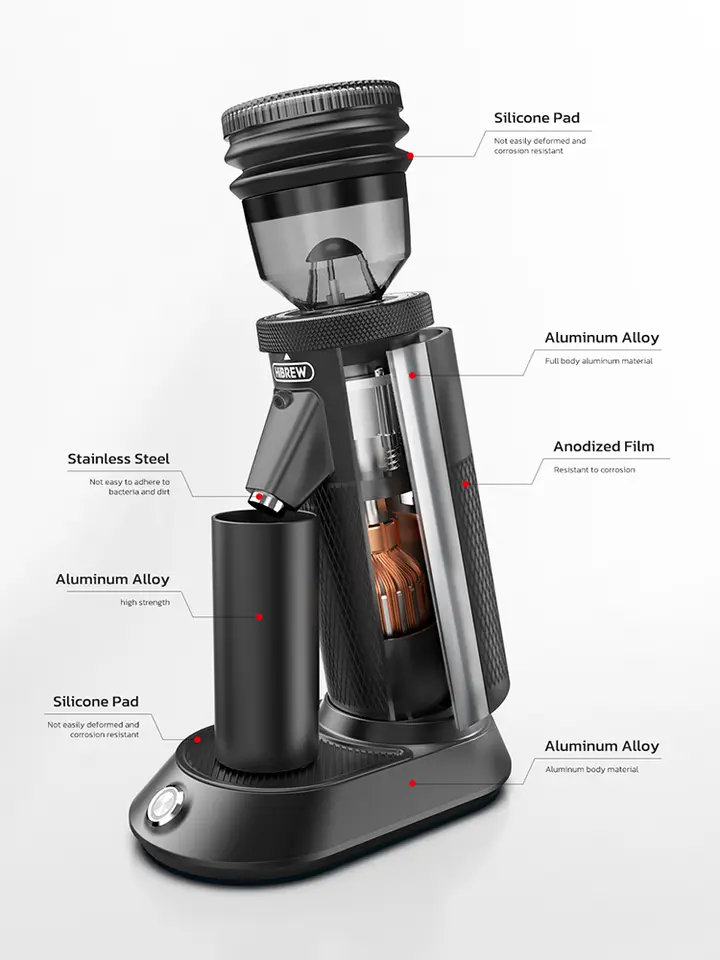 مطحنة قهوة كهربائية HiBREW G5، 48 مم، مطحنة حبوب قهوة محمولة ومدمجة للمطبخ، لقهوة الإسبريسو والتركية - 3