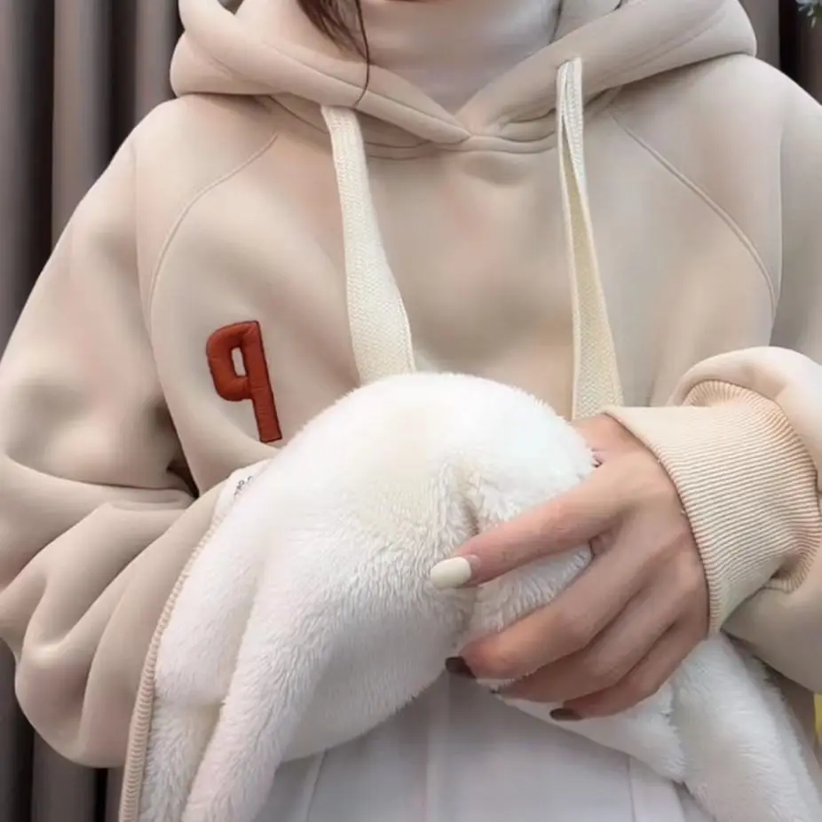 Women's 2026 Autumn Winter 100% Cotton Fleece Hooded Sweatshirt Loose Slimming Letter Embroidered Top
