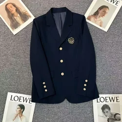 Japanese Jk Uniform Women Blazer Jacket Spring New Spring Preppy All Match Suit Coat Bf Loose Lapel Casual Buttons Outerwear