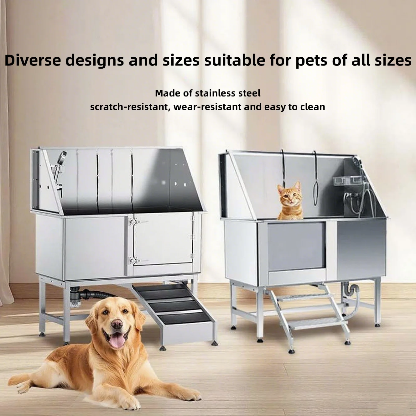 Professional Wholesale Luxury Stainless Steel Dog Grooming Tub  Outdoor/Indoor Use Pet Bathtub
