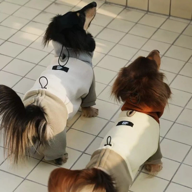 

Модная утолщенная 4-ногая одежда для собак таксы, зимняя мягкая восковая одежда с подогревом, антистатический двусторонний флис, хлопковая домашняя одежда для таксы