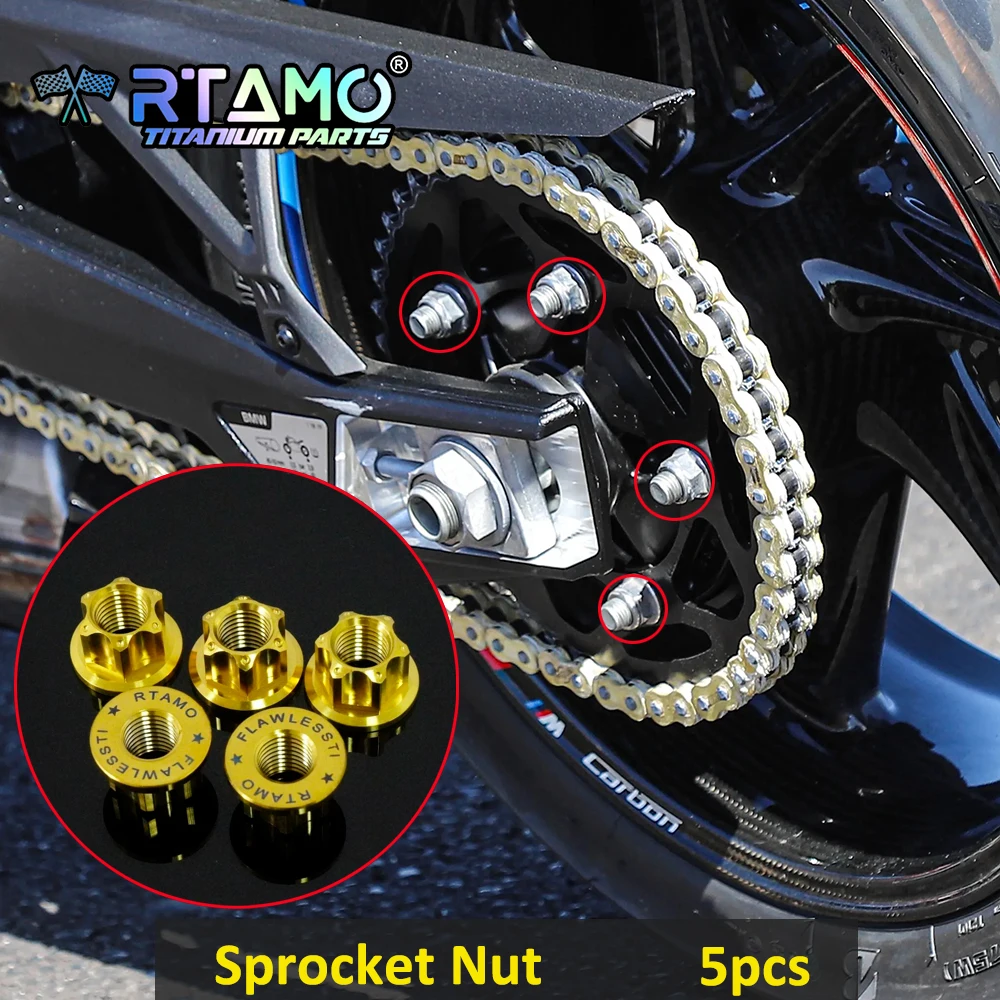 RTAMO Gr5 التيتانيوم الترباس الجبهة الحاجز شوكة الفرجار قرص فرامل ABS القرص المسمار المحور الخلفي ضرس الجوز صالح لسيارات BMW S1000R
