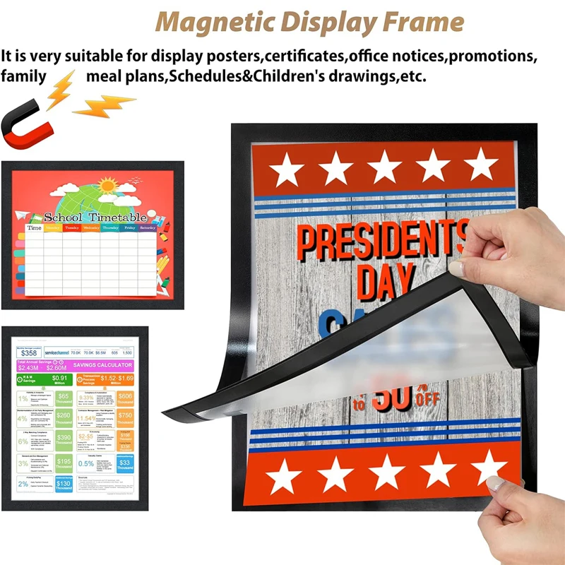 6pcs Magnetic Photo Frame Sign Holder PVC Material, A4 Photo Frame Gallery Wall Frame Set, Suitable For Wall Hanging