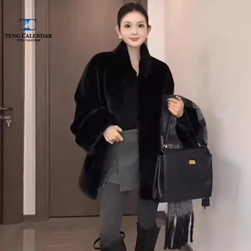 Stand Collar Environmentally Friendly Mink Fur Fur Coat, Mid Length Sleeveless Fur Integrated Coat, Women 2025 Winter New Style
