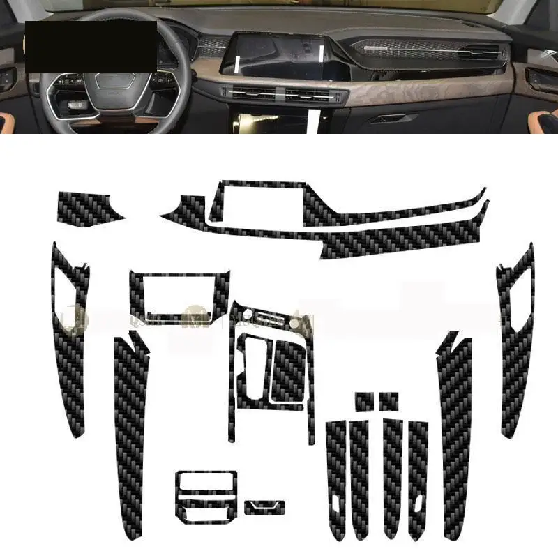 For Audi Q6 e-tron 2022-2023 Car interior carbon fibre Film 5D PET Center console Anti scratch resist film Accessories refit PPF