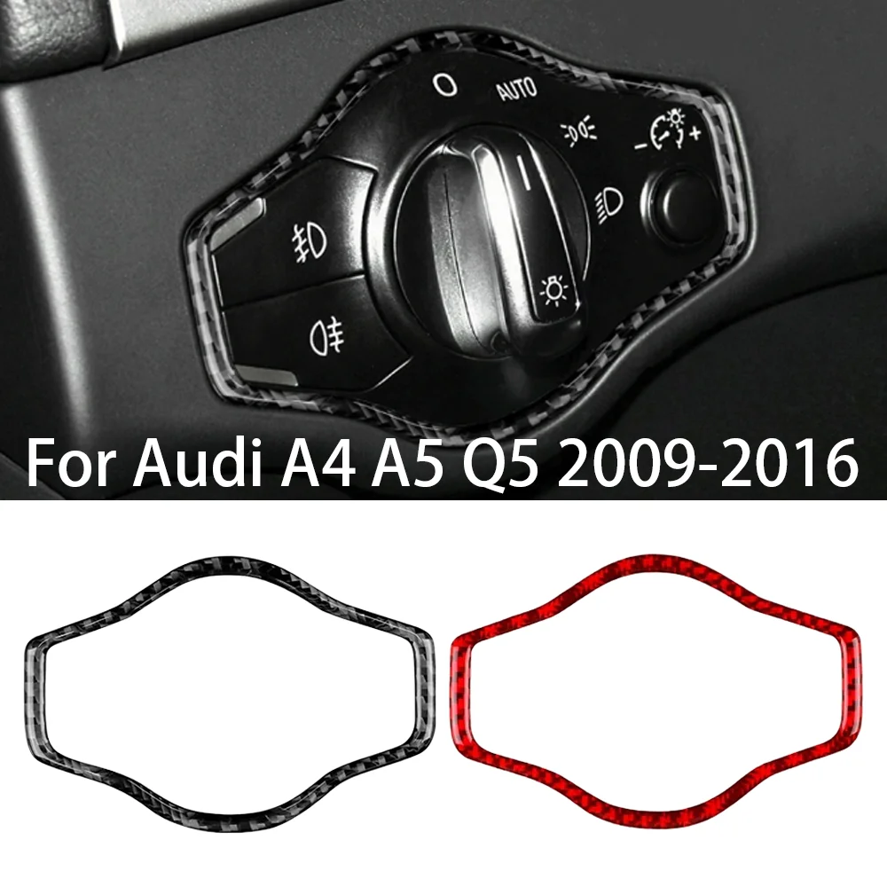 

Headlight Fog Light Lamp Knob Control Switch Carbon Fiber Decoration Sticker For Audi A4/5 Q5 2014-2016 Car Interior Accessories