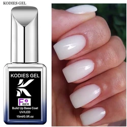 KODIES GEL Fiber Base Gel Polish Milky White Builder Nail Construction Gel for Extension Clear Semi Permanent UV/LED Nails Art