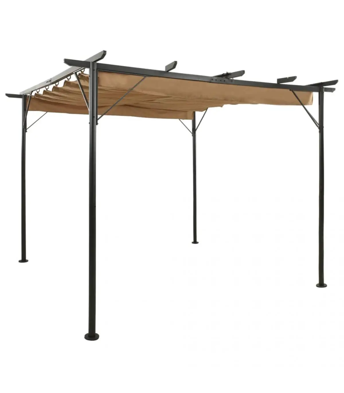 Pergolas arches garden trellis pergola retractable roof steel gray taupe 3x3 m 180g/m²