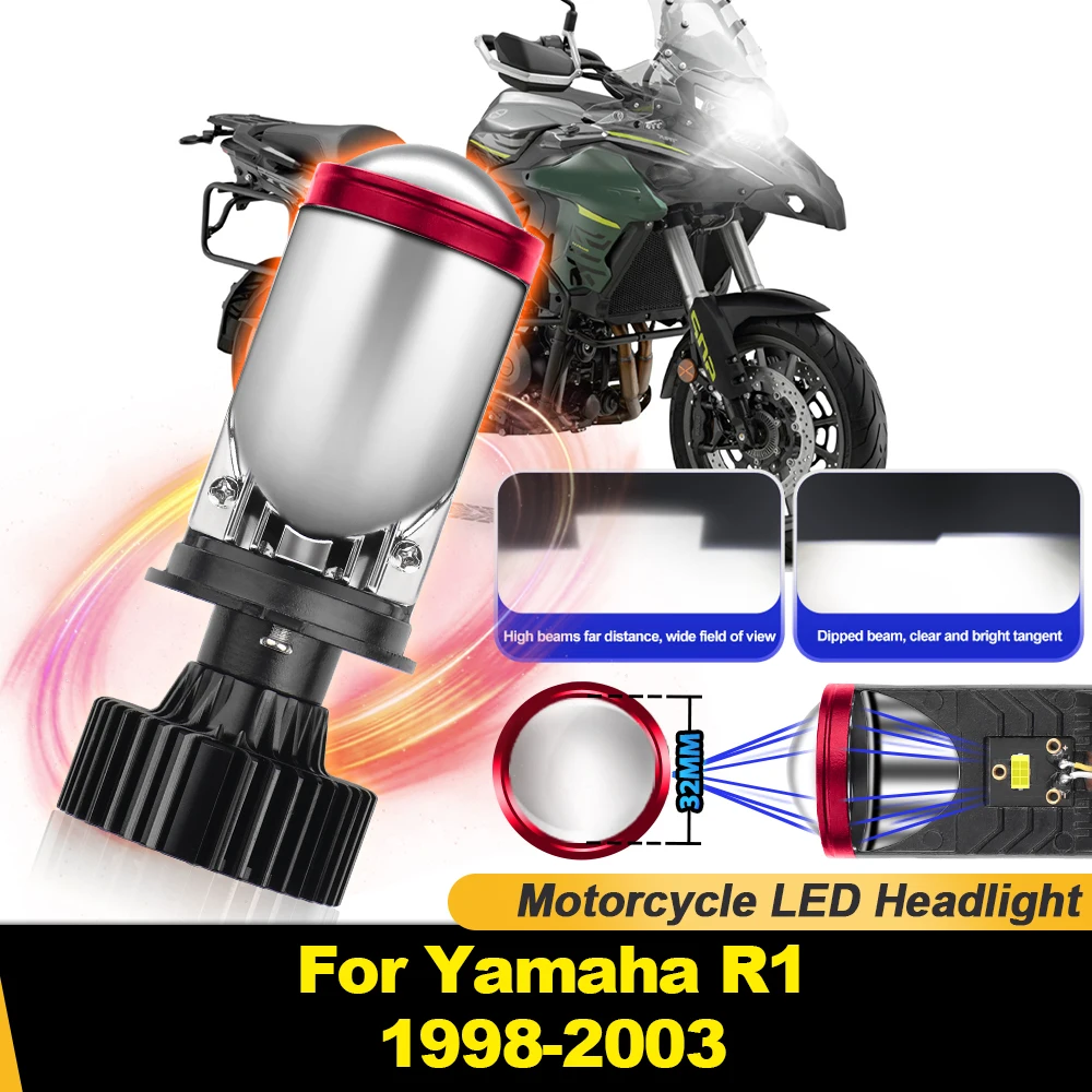

H4 LED Motorcycle Light Bulb 30000LM Projector Lens 6000K White CSP Chip Motorbike Lamp For Yamaha R1 1998-2000 2001 2002 2003