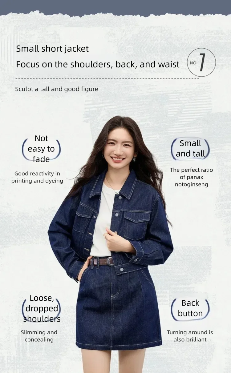 SENTUBILA Lyocell-Mäntel für Damen 2026 Neue Einreihige Kurze Jeansjacke mit Reverskragen Frühling Pendlerkleidung W61WD6040 – Detail 9