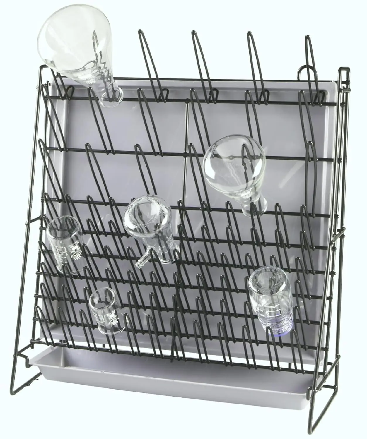 Scientific HS23243A Glassware Drying Rack, 90 Pegs, Vinyl-Coated Steel Wire Construction, Self-Standing or Wall-Mountable