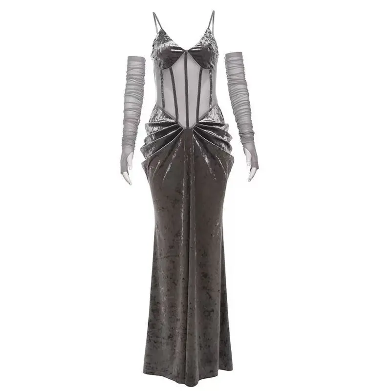 2025 عيد الميلاد السنة الجديدة رداء خفيف فاخر مثير شبكة الربط فستان جميل الظهر المرأة #6