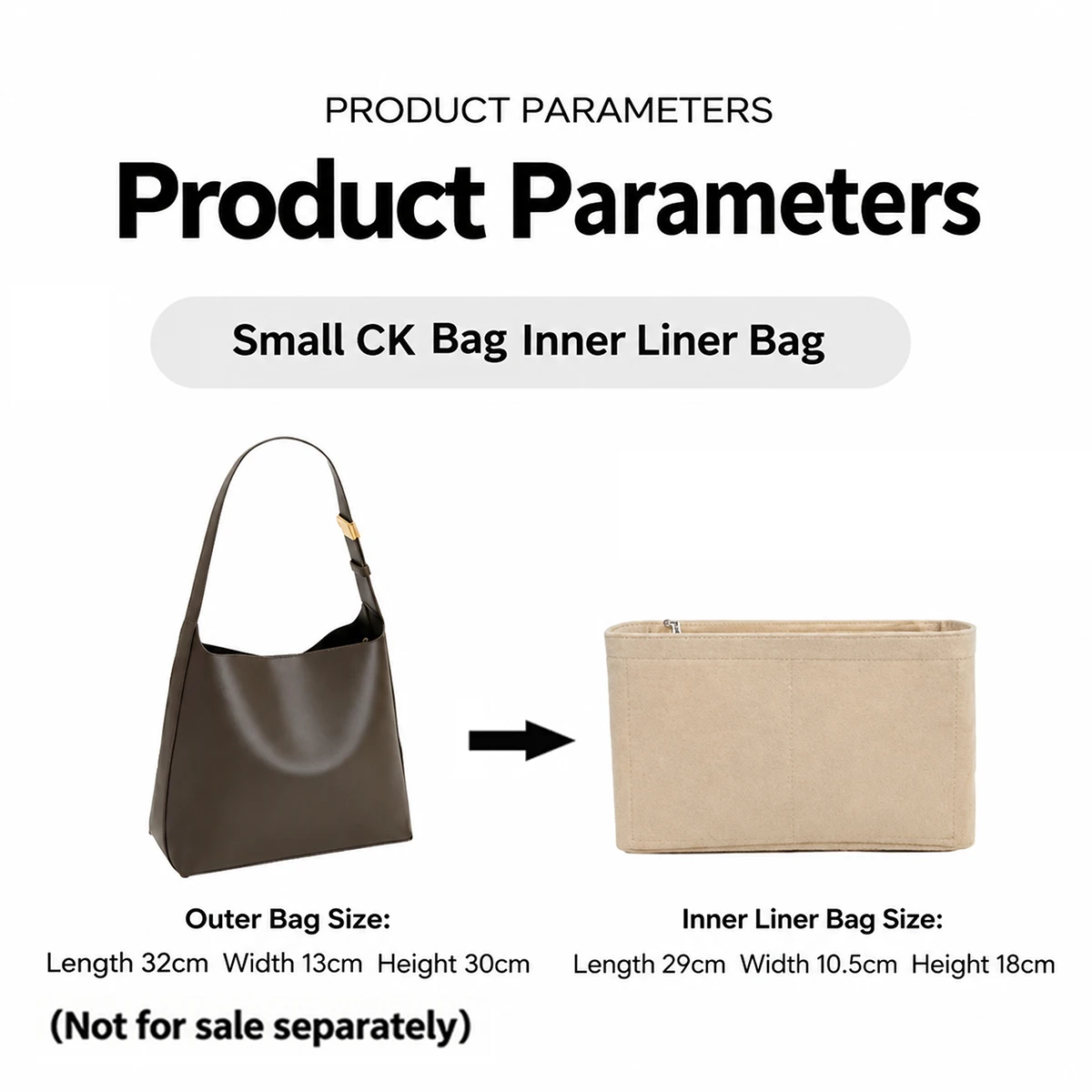 Felt Liner Bag for Little C&K Hobo Bag, Small CK Bag Insert Organizer, Zipper Multi-Pocket Handbag Shaper