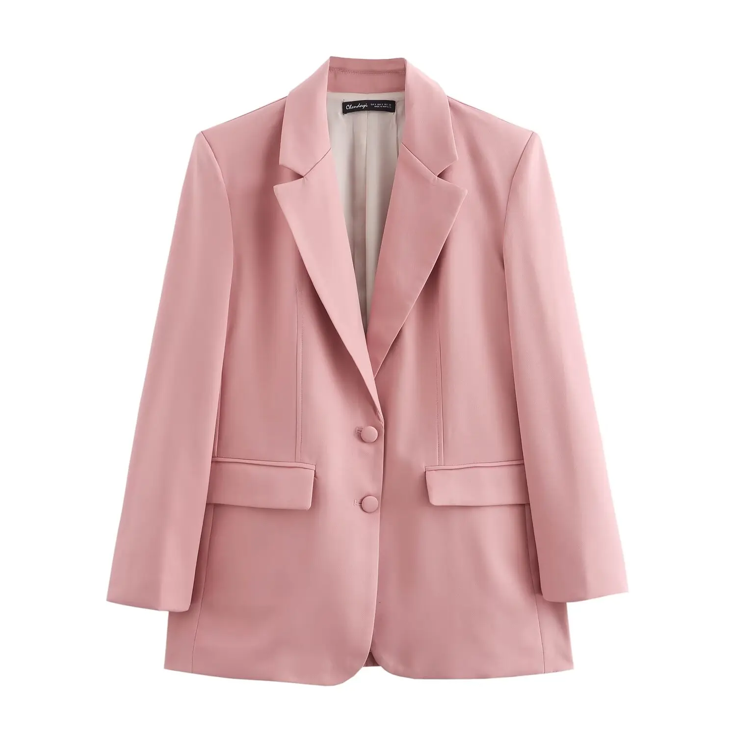 TRAFZA Vintage Pink 3 Pieces Women Suits Long Sleeve Buttons Pockets Loose Blazer+Short Slim Tops Women+Bow Tie Mini Shorts Sets