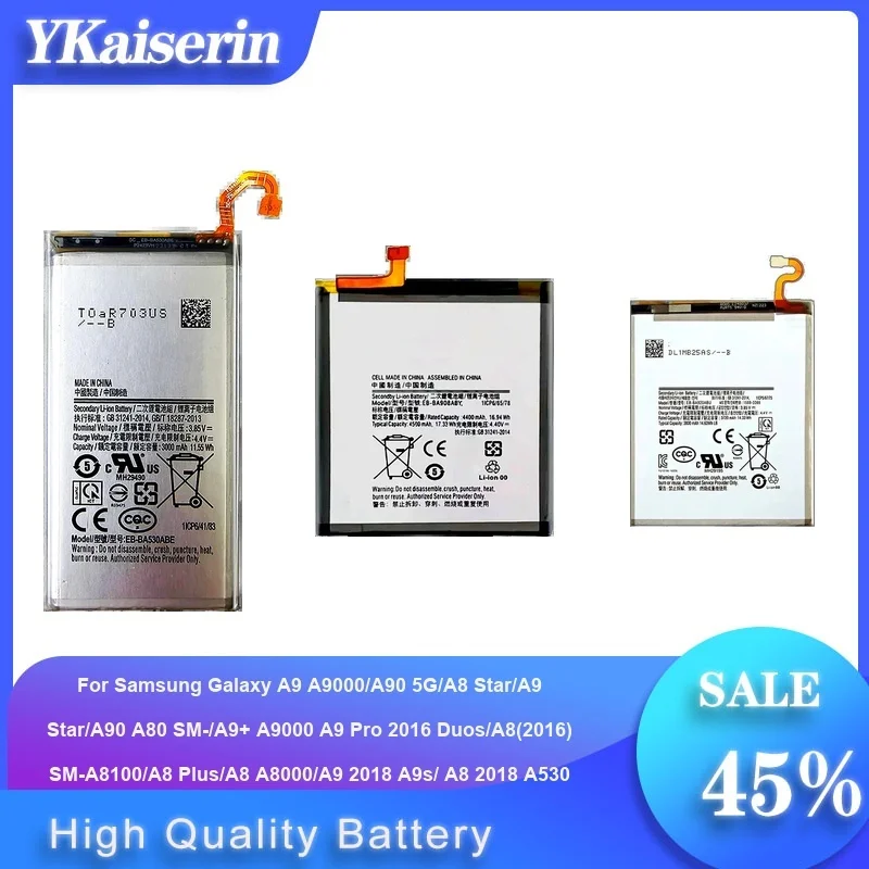 

Аккумулятор для телефона Samsung Galaxy A8 2018 A530/A8000 A800F/A8 A9 Star Plus Pro A90 A80 5G A908, аккумуляторы EB-BA900ABE EB-BA908ABY