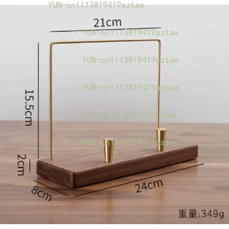 Walnut Wood Vinyl Record Display Stand, Brass Desk LP Storage Holder for Albums