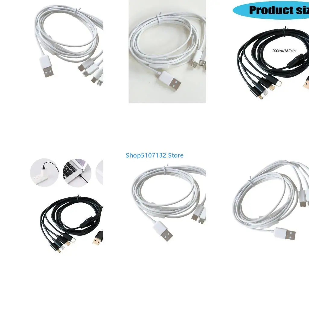 87HD 4 in 1 USB MultiCharging Cable for Type C and Micros USB Devices Efficiently Charges 4Gadgets Traveling Home Essential