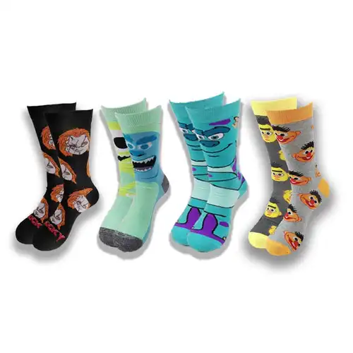 Imagen 1 del producto Calcetines calientes de la venta para los hombres y las mujeres calcetines cómodos de la historieta del monopatín del diseño senior de la primavera y del otoño ​