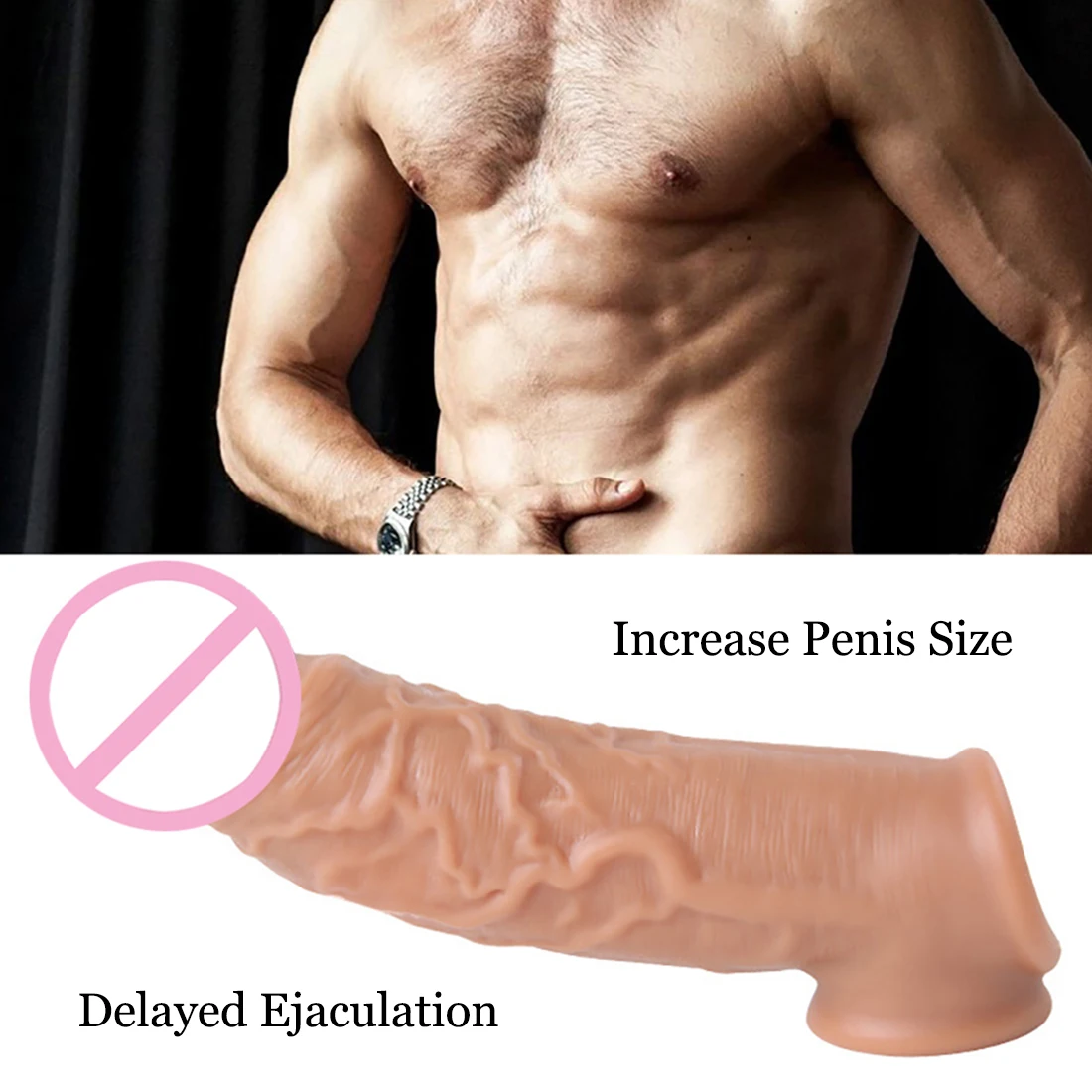 Reusable Penis Enlargers Realistic Dildos Condoms Soft Dick Extender Enhancer Delayed Ejaculation Cock Sleeve Sex Toys for Men