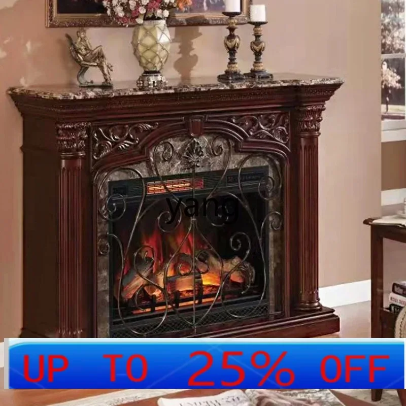 

CX carved fireplace solid wood decorative cabinet heating electronic fireplace cabinet villa living room porch cabinet