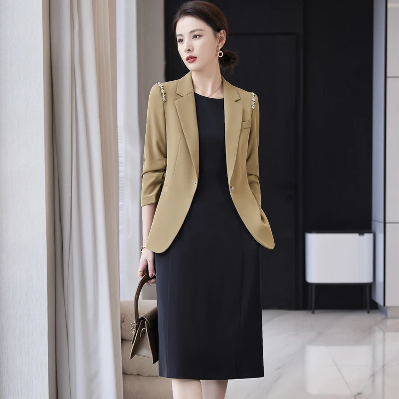 Costumes d'affaires formels et élégants pour femmes avec robe et manteau blazer, vêtements de travail pour dames de bureau, blazers professionnels, printemps, été, 2020