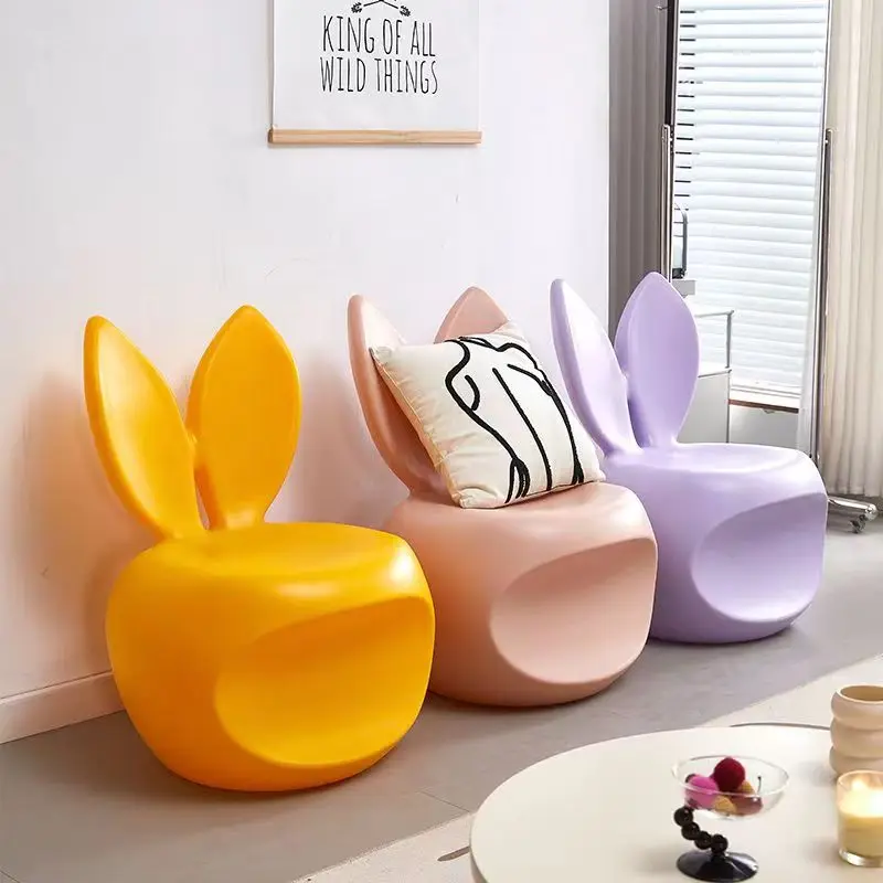 

Nordic Rabbit Stools Home Furniture Hallway Ottoman Living Room Shoe Changing Sitting Stool Cute Luminous Small Stool Backrest C