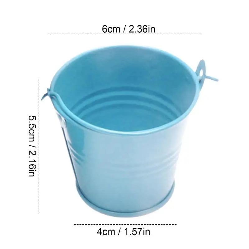 Mini Colored Galvanized Bucket With Handle Multi-Use Metal Tinplate Buckets Party Holder Storage Container Galvanized Gift